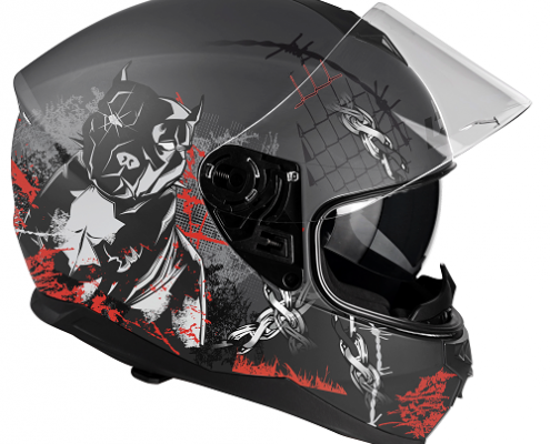 Fh-3 Pitbull 3 - Black - Red - White - Mat R-Side 4